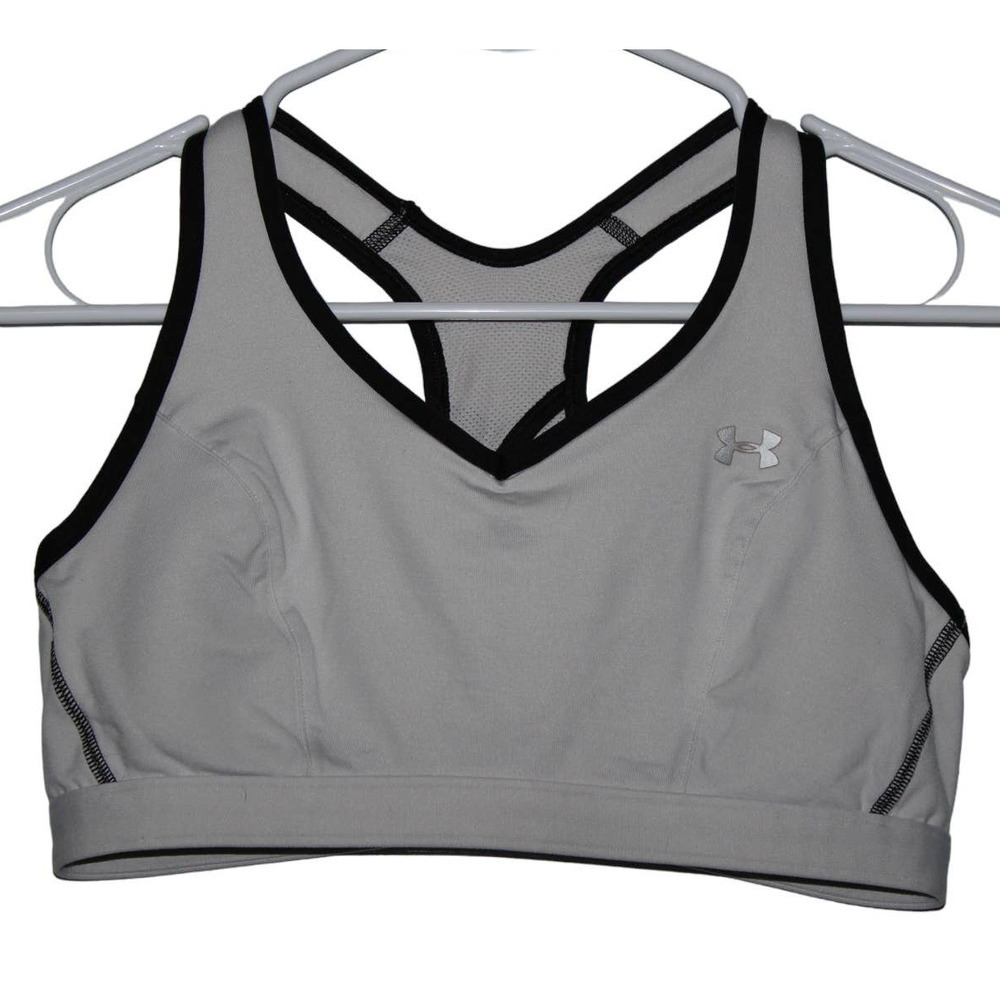 Womens Under Armour White Black Athletic Padded Strappy Sports Bra Size Medium M